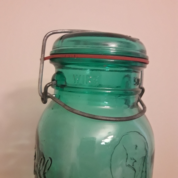 Ball Mason Jar Teal Blue Glass with Lid Wide Mouth - Picture 9 of 16